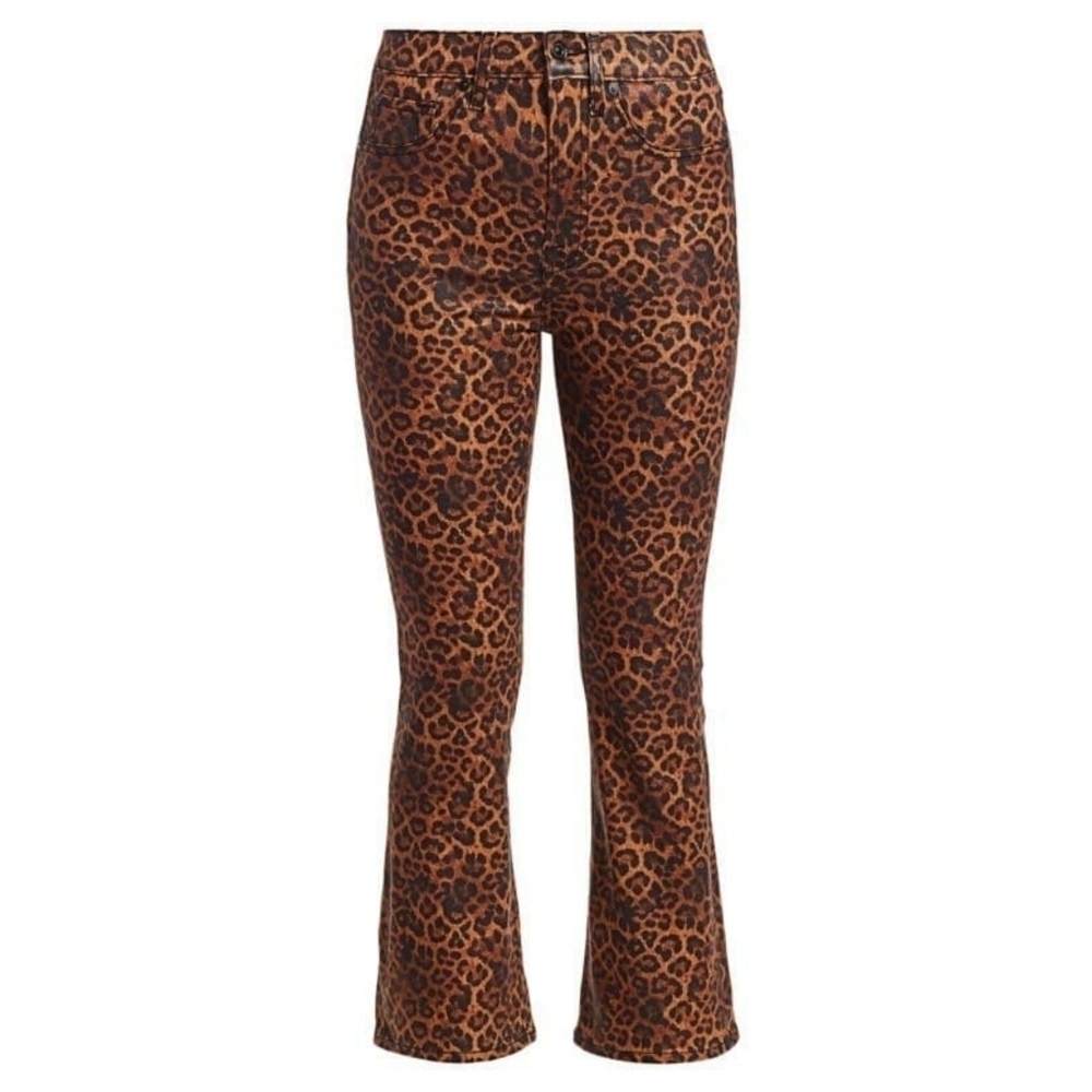 7 FOR ALL MANKIND Leopard Print High Rise Slim Fit Kick Flare Jeans